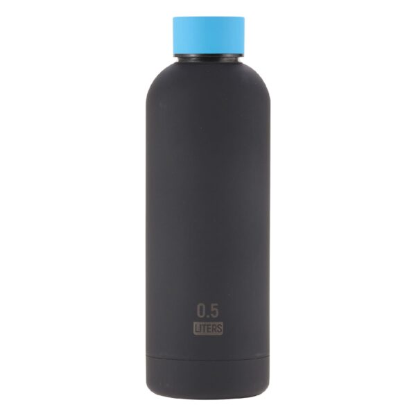 RUBBER COATED THERMAL FLASK 500ml BLACK BLUE_1